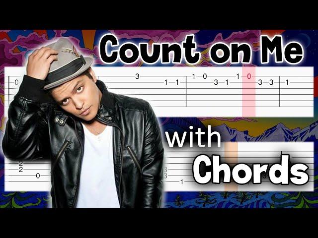 Bruno Mars - Count on Me - EASY Guitar tutorial (TAB) with Chords