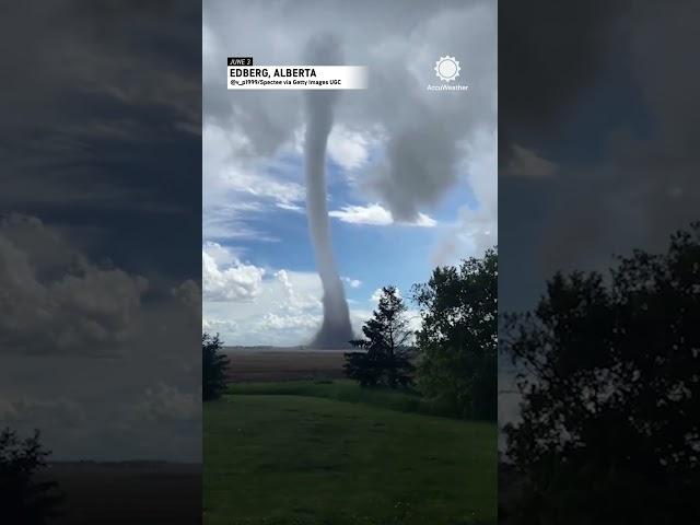 Tornado Swirls Over Field in Alberta, Canada