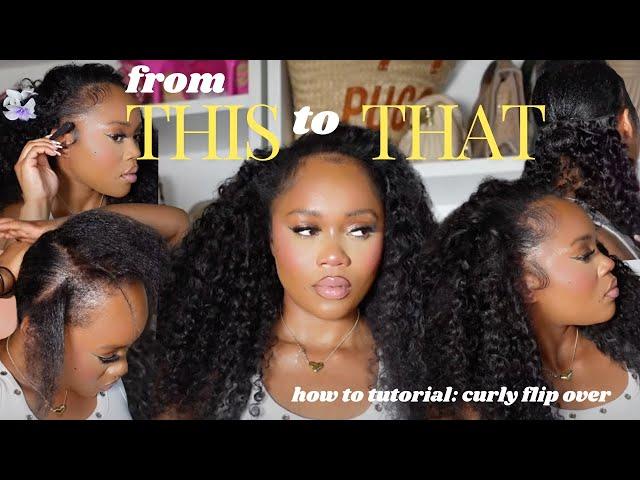 BE YOUR OWN HAIRDRESSER | HOW TO TUTORIAL CURLY FLIP OVER METHOD WITH CLIP INS | ft curls queen