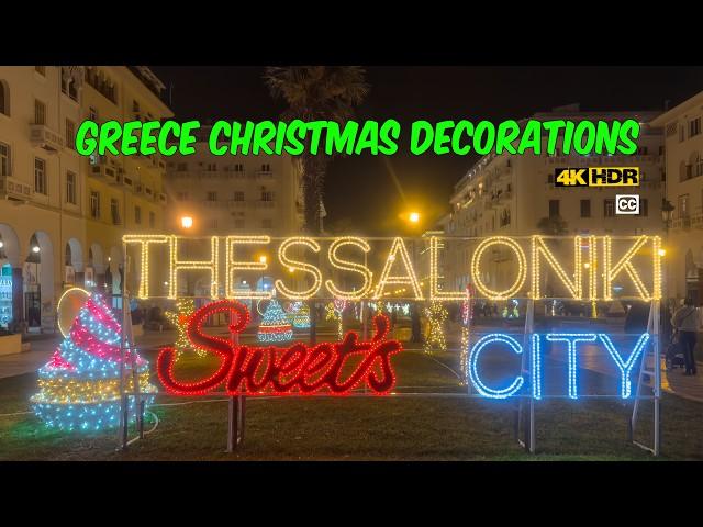 Winter Wonderland in Christmas Decorated Greece Thessaloniki