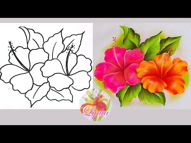 Pintura Como Pintar Flores Hibiscos y Hojas