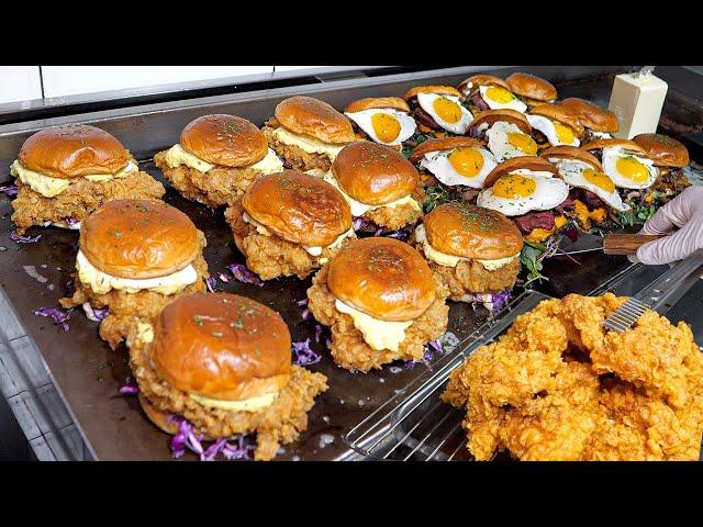 Unique homemade burgers!! Japanese chicken burger & steak cheeseburger - Korean street food