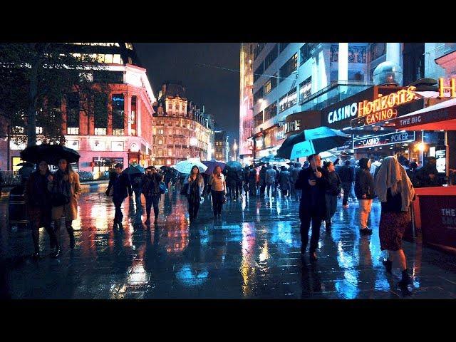 Walking London’s West End in the Rain - Saturday Night City Ambience