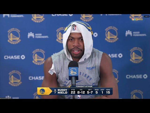 PostGame | Buddy Hield speaks after his debut in Warriors' win over Trail Blazers in season opener