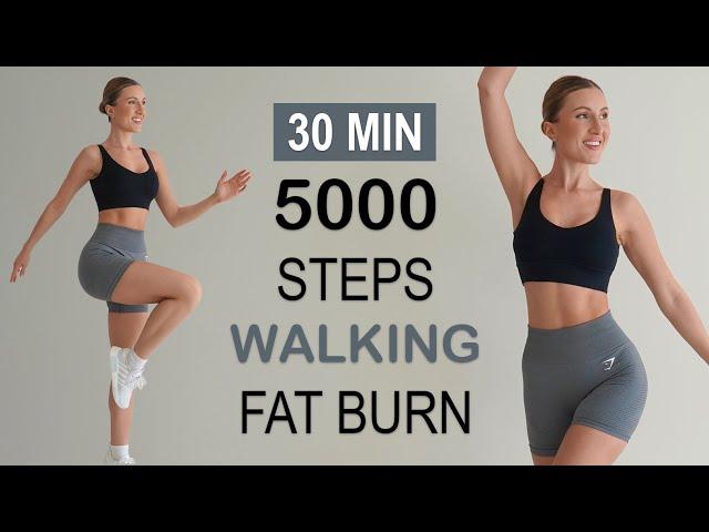 5000 STEPS IN 30 Min - Walking FAT BURN Workout to the BEAT, Super Fun, No Repeat, No Jumping