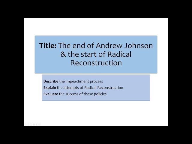 Radical Reconstruction - Reconstruction: AQA History