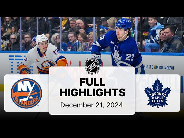 NHL Highlights | Islanders vs. Maple Leafs - December 21, 2024