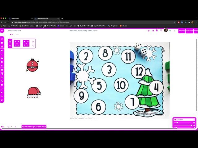 whiteboard.chat bump game with pre-set dice