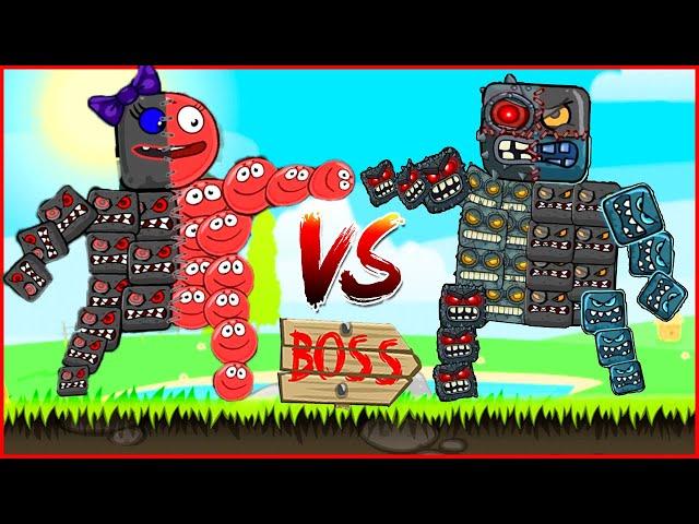 Boss Robot 4 in 1 VS Red Ball.Animation battle.Сражение красного шара  против Босса 4 в 1 Подборка