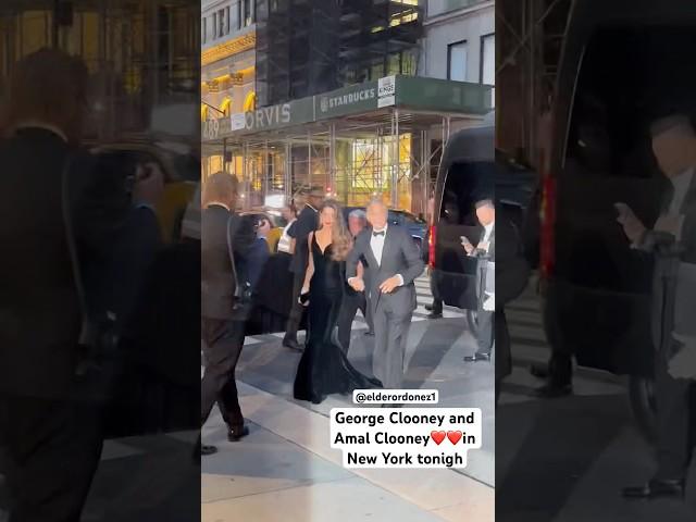 George Clooney and his wife Amal️️ arriving at the Public Library in New York City tonight#nyc