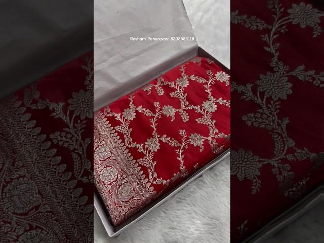 Elegant & Timeless | Red Mashru Silk Saree with Gold Zari Jaal | Resham Peharavas