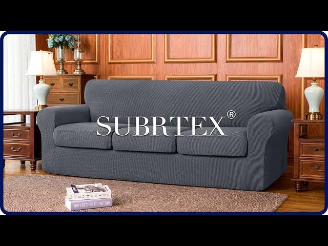 How to install jacquard stretch Sofa Slipcover with Separated Seat Cushions by Subrtex