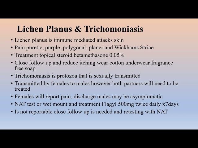 Lichen Planus & Trichomoniasis one slide