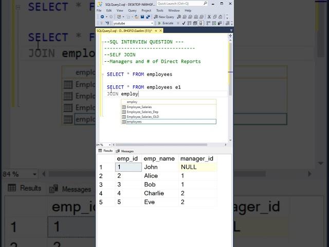 Data Analyst SQL Interview Question |Self-Joins Explained #dataanalysis #sql #sqlinterview