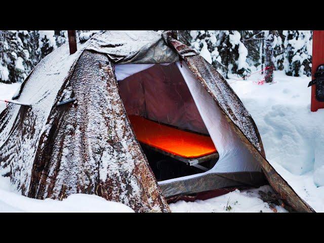 Winter Camping Hot Tent | Alone with My Dog in Forest