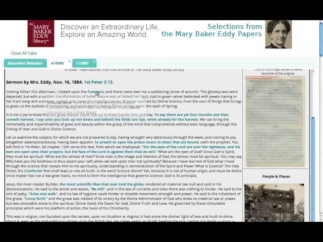 How to use the Mary Baker Eddy Papers Site