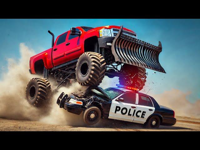 POLICE CHASE TRUCK WITH PLOW! (BeamNG)