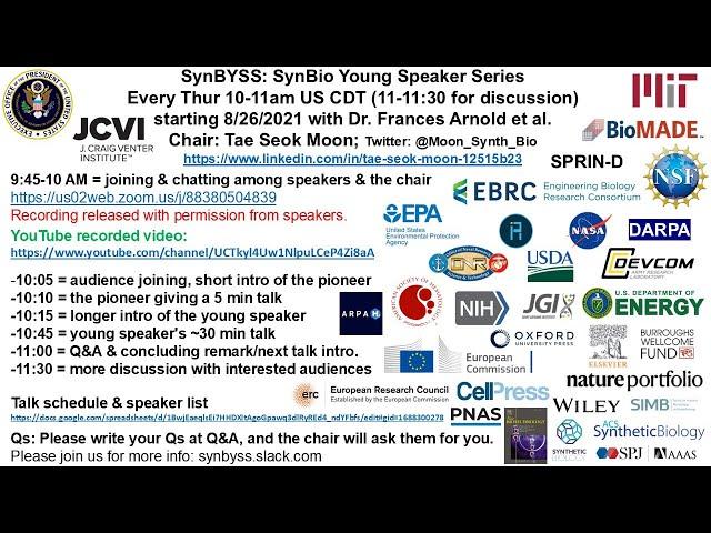 SynBYSS seminar with Prof. Seth Rakoff-Nahoum at Harvard Medical School & Dr. Jae Sung Cho at MIT.