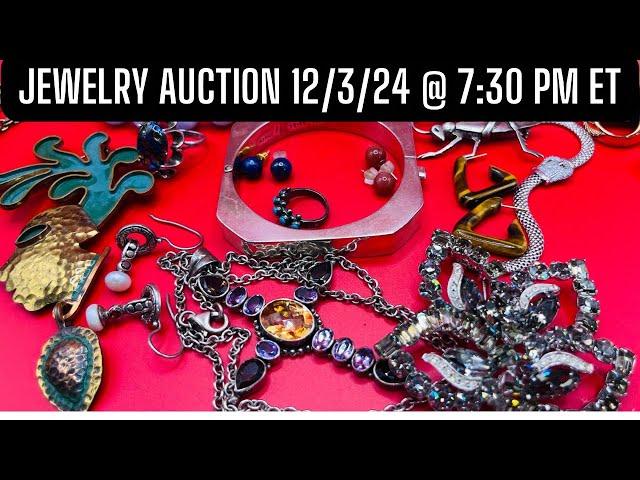 Try Me Tuesday Evening Jewelry Auction/Sale! Vintage Costume, Sterling, & Stone 12/3/24 @ 7:30 PM ET