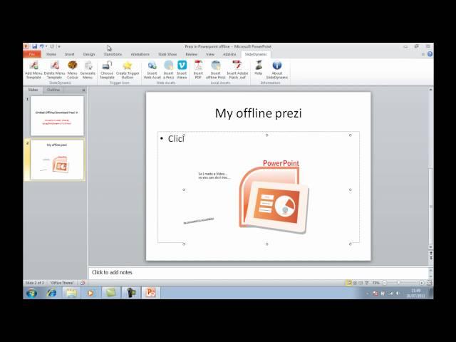 New! Embed offline or downloaded prezi in powerpoint 2007 & 2010 SlideDynamic