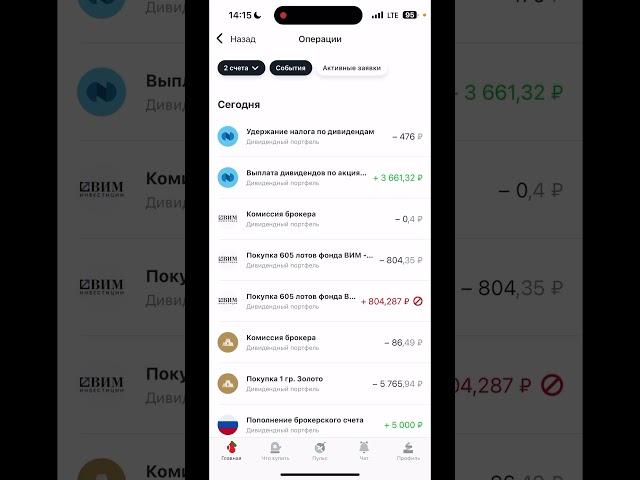 Дивидендный портфель. Дивиденды Норильского никеля. Покупка золота. #акции #инвестиции #дивиденды