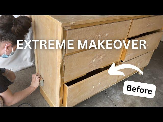 JAW DROPPING Furniture Makeover// MCM Dresser Flip// Love NEW tools!!