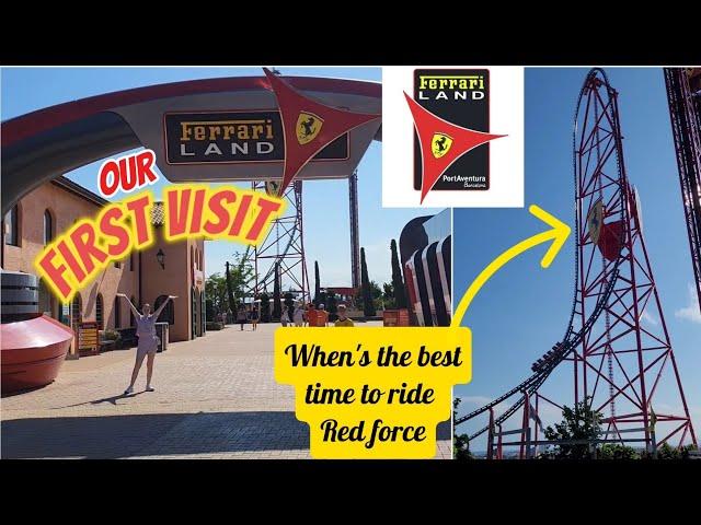 Ferrari land,  PortAventura | First visit EVER | Best time to ride RED FORCE #ferarriland #themepark