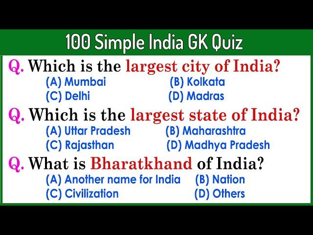 100 Most Asked Simple GK Quiz General Knowledge GK Questions Answers in ENGLISH | INDIA GK Quiz