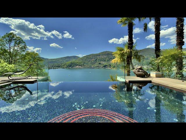 Modern luxury villa overlooking Lake Lugano for sale in Montagnola, Ticino, Switzerland