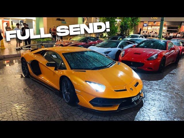 LOUD Lamborghinis & Ferraris Speed Off in the WET! Supercars of Singapore Meet at Millenia Walk