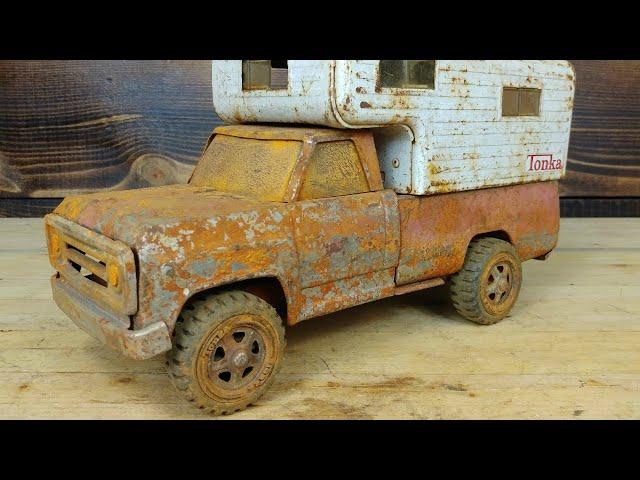 Rusty 1960's Tonka Pickup Dodge Camper Restoration