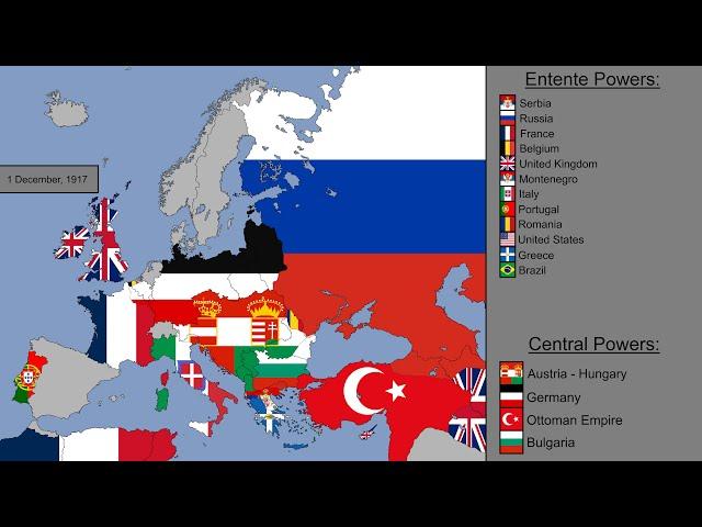 World War I in Europe with Flags: Every Day