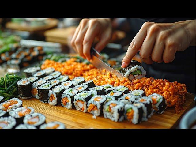 Street Food Korean Gimbap! Korean food traditional market Gimbap, Korean street food / 안양중앙시장 따봉김밥