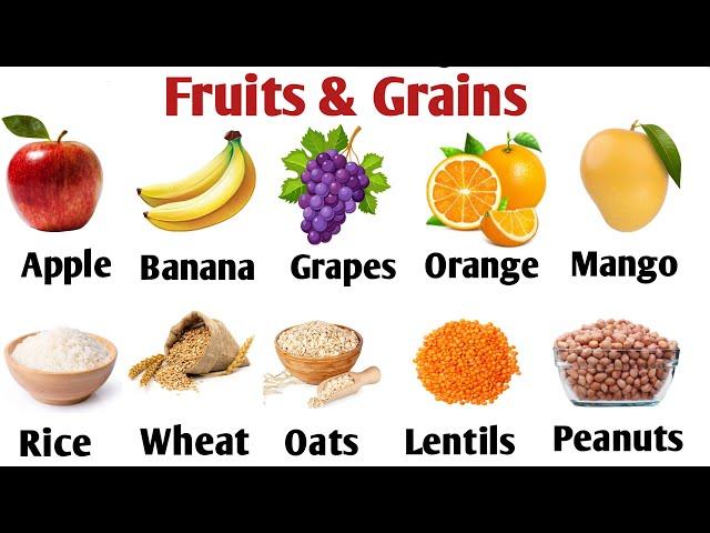 100 Fruits & Grains Vocabulary | Common Food Name | English Food Vocabulary