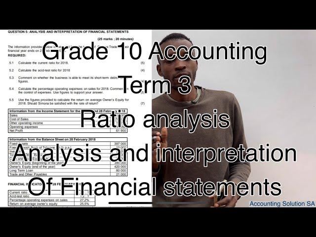 Grade 10 Accounting Term 3 | Ratio analysis and interpretation of financial statements