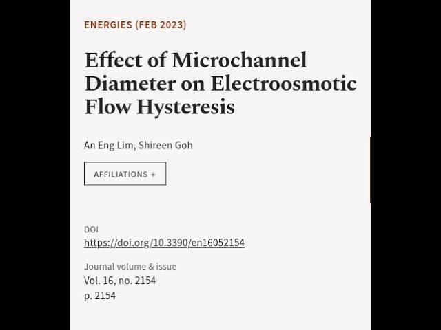 Effect of Microchannel Diameter on Electroosmotic Flow Hysteresis | RTCL.TV