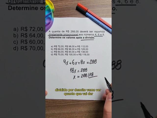 Divisão em partes proporcionais! #Matemática #enem #concursos #educação #professor