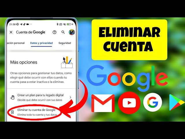 Cómo eliminar cuenta de Google 2024 fácil rápido y actualizado┃Borrar Google y Gmail 