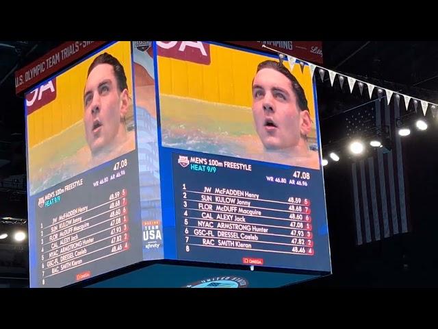 Snippet of Cal swimmer Jack Alexy winning this preliminary 100 m freestyle swim.