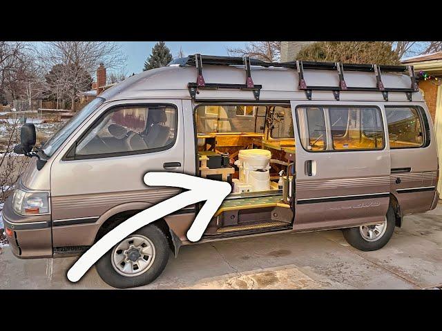 Van Build - Hiding a Composting Toilet - Utilizing the Space Underneath a Fixed Bed