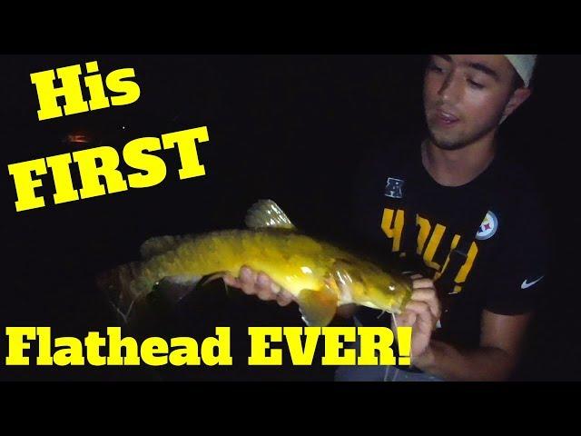 Catching Flathead with Live Bait | His FIRST Flathead EVER!