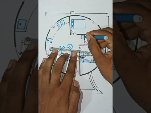 25' Dia round house design | amazing round villa design | 2bhk round shape home plan #sorts #house