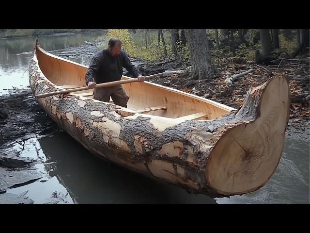 How this Survival Expert Turned a Massive Log into Amazing CANOE | by @OutbackMike