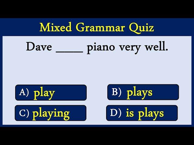 Mixed English Grammar Quiz 63:  Can You Score 25/25 In This Quiz?