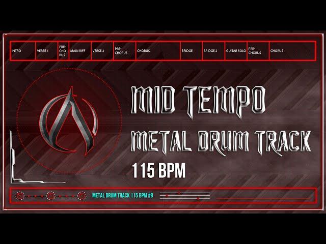 Mid Tempo Metal Drum Track 115 BPM (HQ,HD)