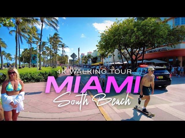 Miami South Beach, Florida - 4K Walking Tour Ocean Drive, Lincoln Road