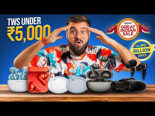 Top 5 Best TWS Earbuds under 2000 & 5000 | Flipkart Big Billion Days & Amazon Great Indian Sale!!