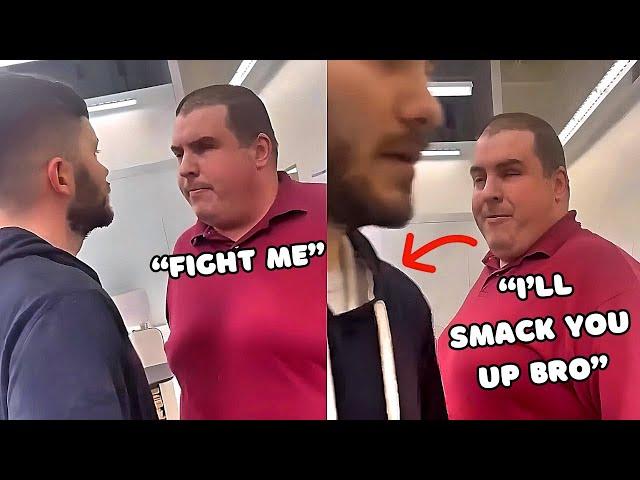 GIANT Bully Acts "Tough" & FAILS To Intimidate Young Man