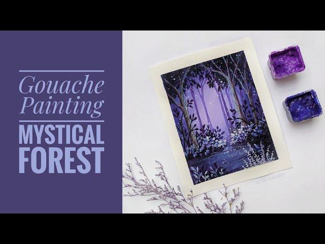 Gouache Landscape | Easy Mystical Forest Painting