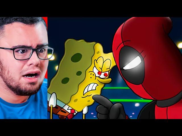 Reacting To SPONGEBOB vs DEADPOOL Rap Battle!!